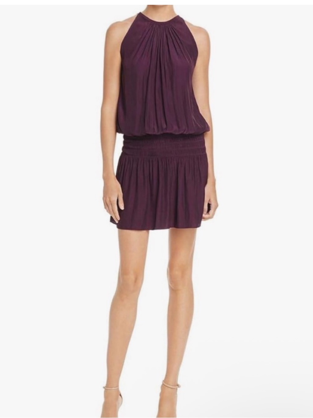 Ramy Brook Plum Paris Smocked Waist Mini dress